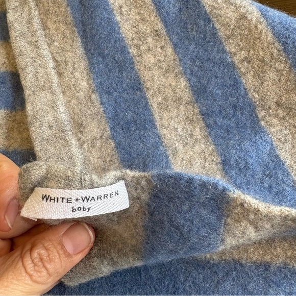 WHITE+WARREN BABY blanket Blue Gray Striped See description - Picture 7 of 7